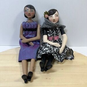 Du Buh Du Designs Art Doll Signed Christine Alvarado Handmade Artisan Set of 2